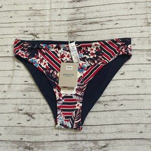 Amoena Women's Summer Day Coordinating Bikini Bottom Swimwear Navy Blue Red Sz 8